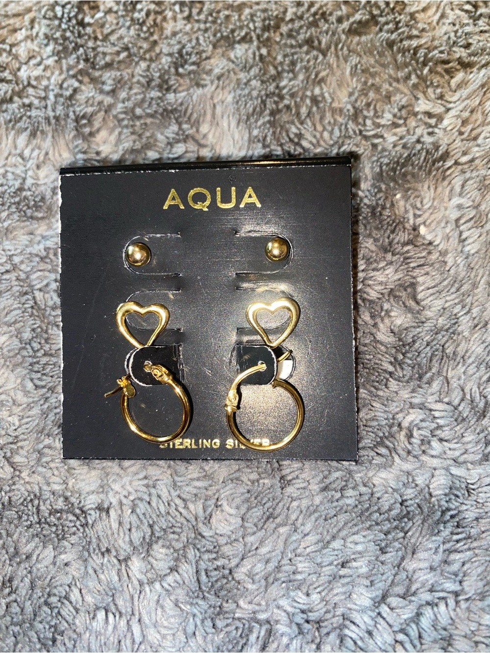 Aqua Gold Heart and Knot Hoop Earring Set of 3 $75
